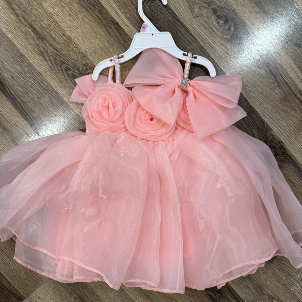 2 of Pink and black Tulle Dresses with Rosettes and Bow